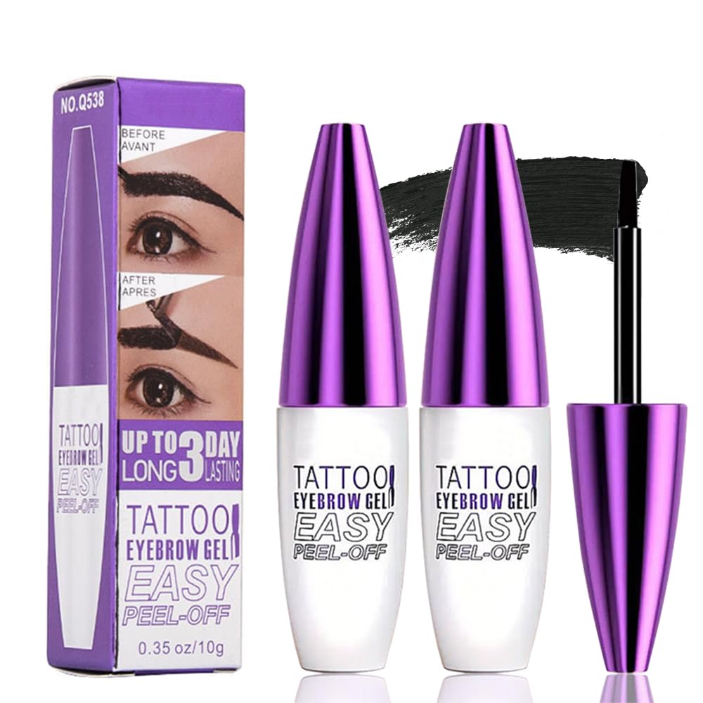 2Pcs Black Peel Off Brow Tint Gel - Waterproof & Sweatproof Tattoo Effect, Transfer-Resistant Multi-Day Wear, All Skin Types Mother’s Day Women's Day Beauty and Personal Care GHFCZOO