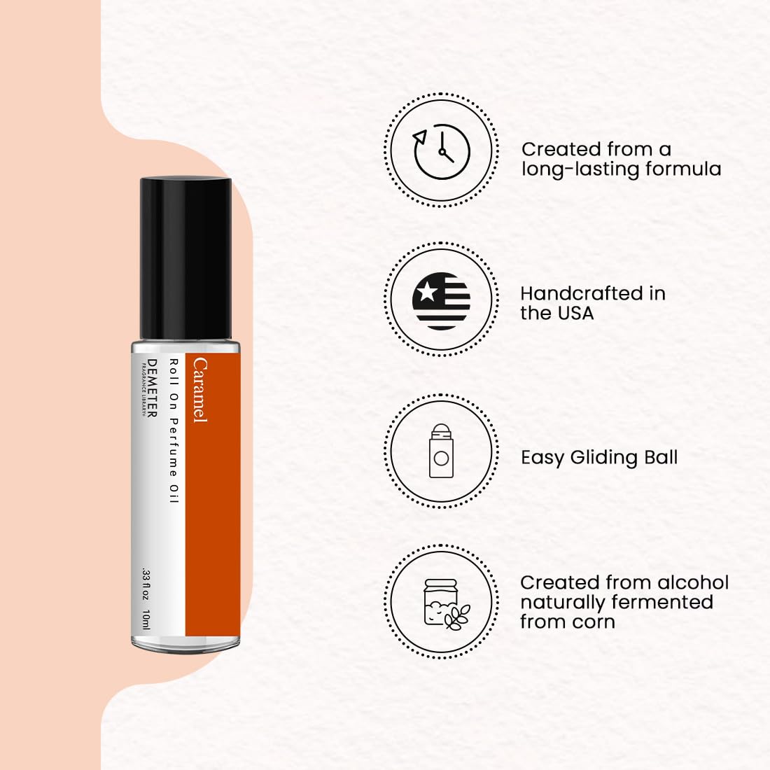 DEMETER Caramel Roll On Perfume Oil, 0.33 Oz, Long-Lasting
