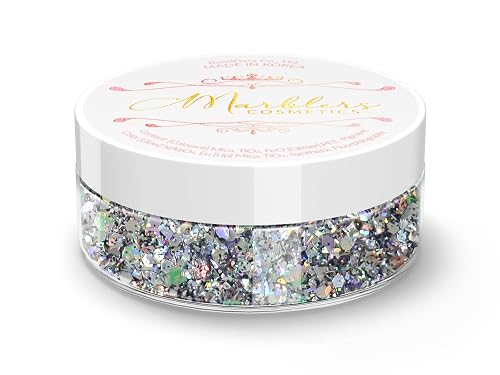 MARBLERS Mixed Shaped Face & Body Glitter [Gray] 0.18oz (5g) | Chunky | Chopped | Flake | Non-Toxic | Vegan | Cruelty-Free | Festival, Rave & Party