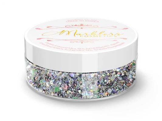 MARBLERS Mixed Shaped Face & Body Glitter [Gray] 0.18oz (5g) | Chunky | Chopped | Flake | Non-Toxic | Vegan | Cruelty-Free | Festival, Rave & Party