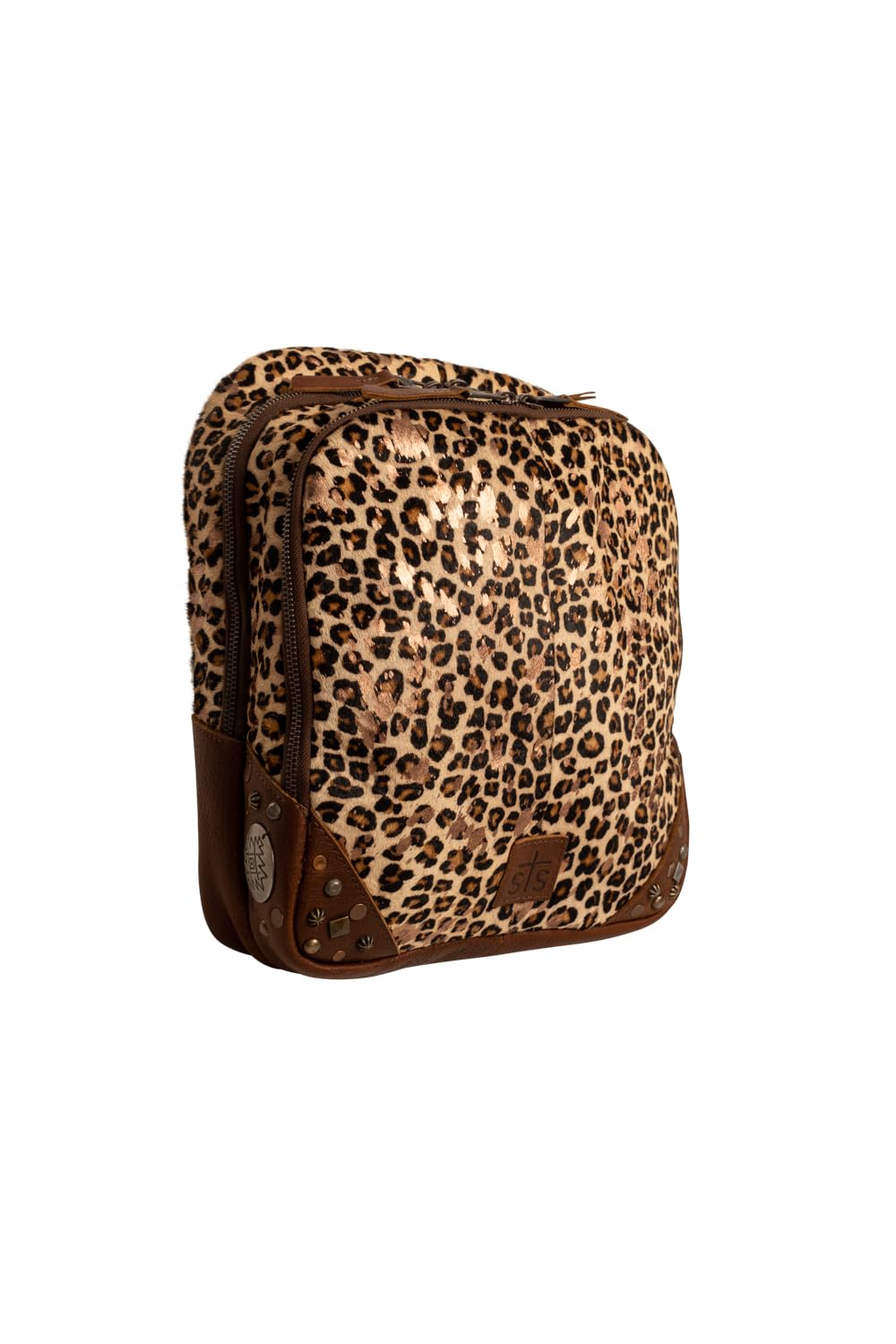 STS Ranchwear Womens Great Plains Mini Leopard Print/Brown Leather Backpack OS