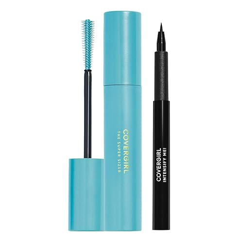 Covergirl Super Sizer Mascara and Intensify Me Eye Liner, Very Black and Intense Black, Value Pack