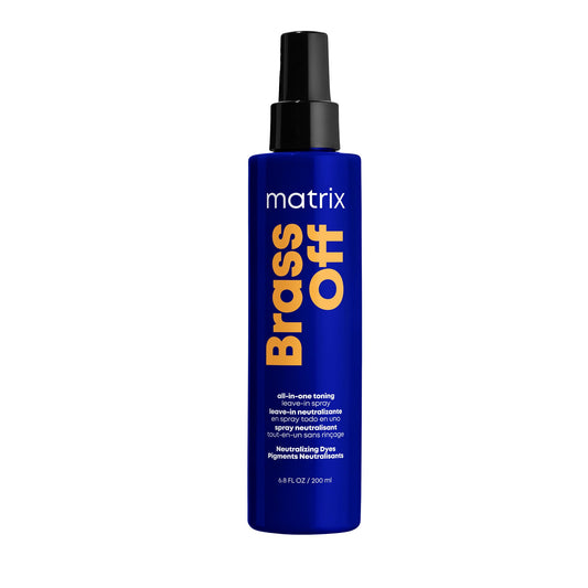 Matrix Brass Off All-In-One Toning Leave-In Spray - Nourishes and Neutralizes Brassy & Orange Tones With Frizz Control, For Color-Treated Hair, 6.8 Fl