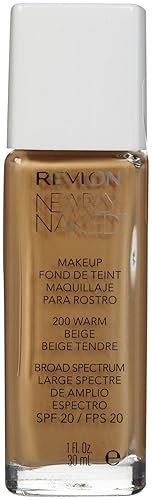 Revlon Nearly Naked Liquid Makeup Broad Spectrum SPF 20, #200 Warm Beige, 1 Fluid Ounce
