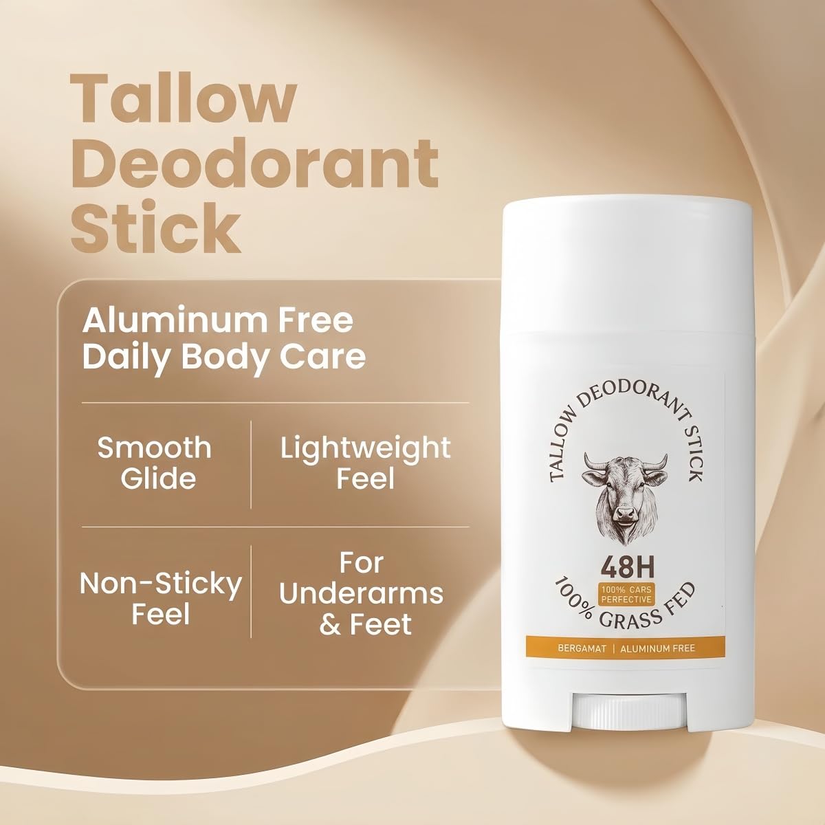 Tallow Deodorant Stick, Aluminum Free Body Deodorant for Women and Men, Smooth Glide Stick for Underarms and Feet (SANDALWOOD) Beauty and Personal Care feeling group
