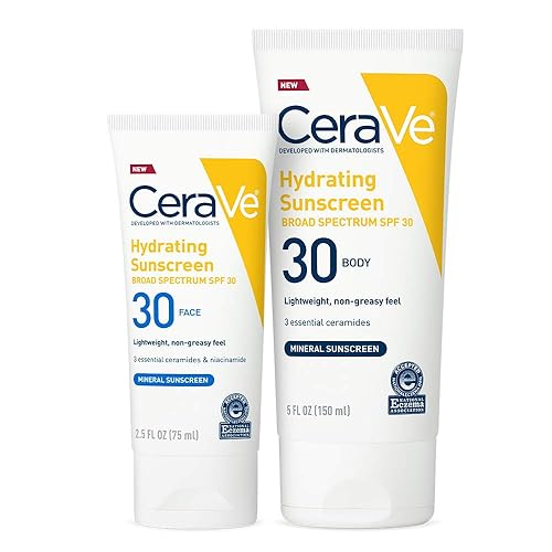 Cerave Sunscreen Bundle SPF 30 | Contains Mineral Sunscreen for Face SPF 30, 2.5 Ounce, and Mineral Body Sunscreen SPF 30, 5 Ounce 1 ea