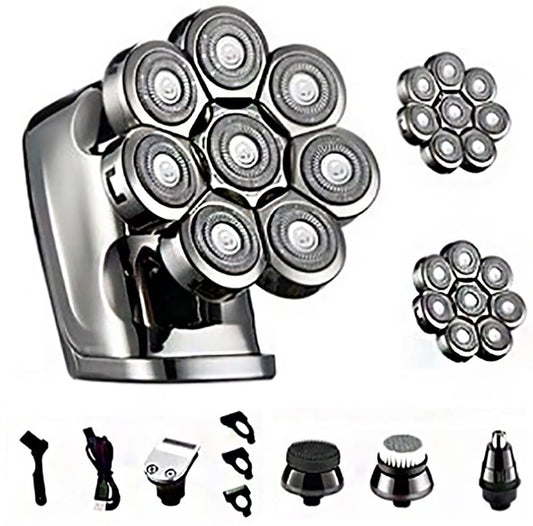 Head Shavers for Bald Men, 8-Blade DIGITAL DISPLAY MULTI-FUNCTION RAZOR Electric Razor Body Wash Men's Rechargeable Shaving Head Self-Shaving Bear USB Beauty and Personal Care Mecuricy