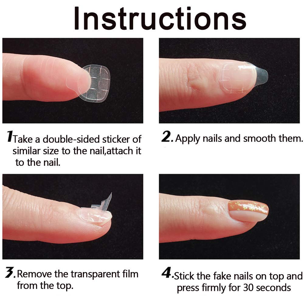 1200 Pcs 50 Sheets Double Side Glue Nail Sticker for Press on Nail Sticky Tabs,Waterproof Breathable False Nail Tips Jelly Adhesive Tabs Nail Glue
