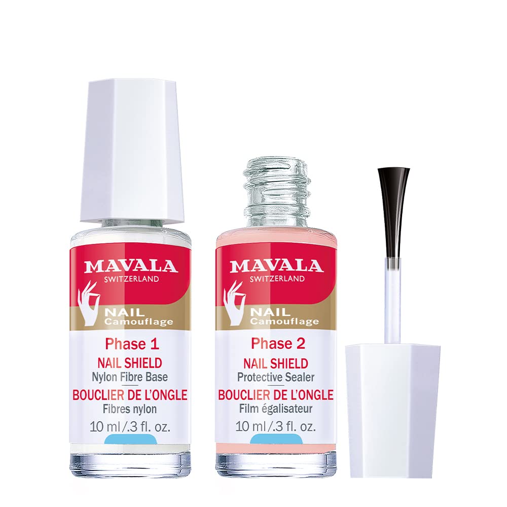 Mavala Nail Shield, 2 Count, Phase 1 & 2, Clear Nail Polish Top Coat, Nail Strengthener, Nail Growth & Nail Hardener Treatment, Nail Care and Repair