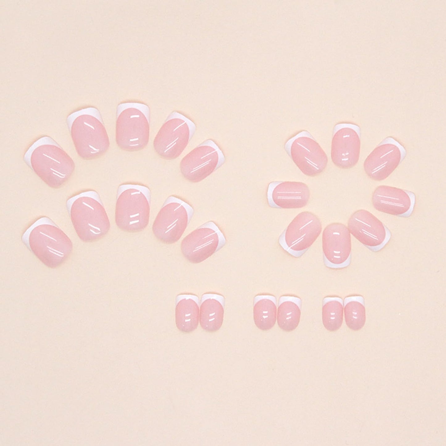 White French Tip Press on Nails Short Square Fake Nails Glossy Pink False Nails with Glue on Nails Reusable Full Cover Stick on Nails Acrylic Beauty and Personal Care Vopintpy