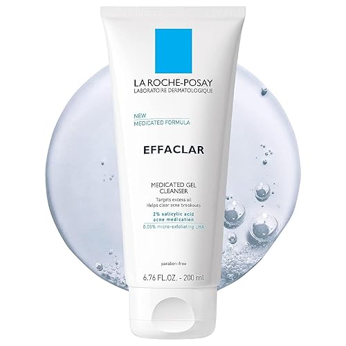 La Roche-Posay Effaclar Medicated Gel Cleanser, 2% Salicylic Acid Cleanser + LHA + Glycerin, Foaming Acne Face Wash, Helps Clear & Prevent Acne