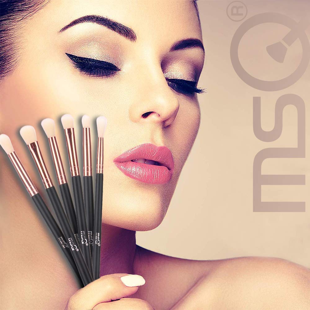 MSQ Eye Brush Set Rose Gold 6pcs Eyeshadow Set Eyebrow Brush Makeup Brushes Eyeliner Brush for Eyeshadow, Eyebrow, Eyeliner, Blending, Concealer, Best