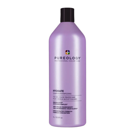 Pureology Hydrate Shampoo - For Dry or Color Treated Hair, Moisturizing Shampoo For Hydration & Softness, With Rose Extract & Green Tea, Vegan
