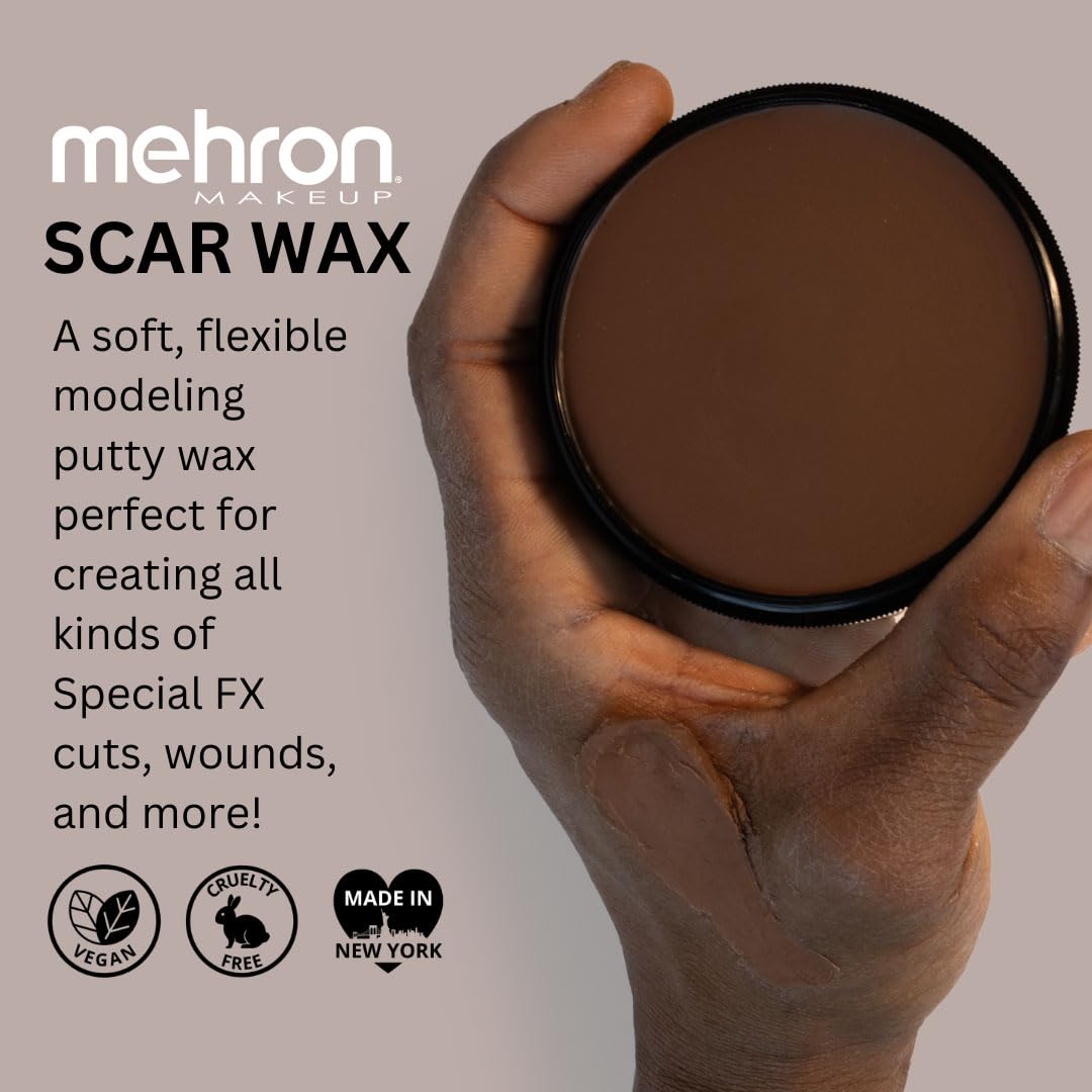 Mehron Scar Wax Special FX Modeling Putty | Moldable Soft Wax for Special FX | Made in the USA | SFX Makeup for Creating Fake Scars, Fake Wounds