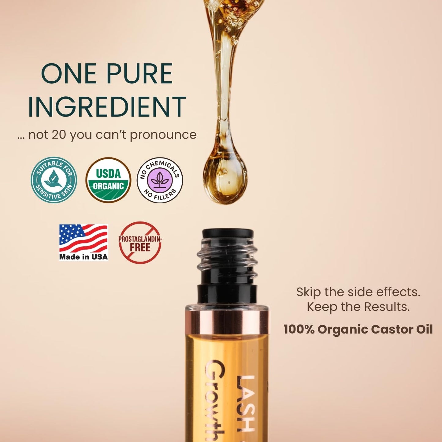 USDA Organic Castor Oil Lash Serum - Cold Pressed Castor Oil Eyelash Growth Serum with Mascara Tube - Eyelash Treatment and Conditioner Beauty and Personal Care Live Fraiche