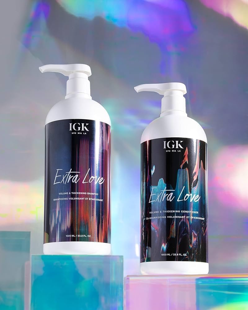 IGK EXTRA LOVE Volume & Thickening Shampoo & Conditioner Set | Volume + Scalp Balance + Oil Balance | Vegan + Cruelty-Free | 33.8 oz (Pack of 2)