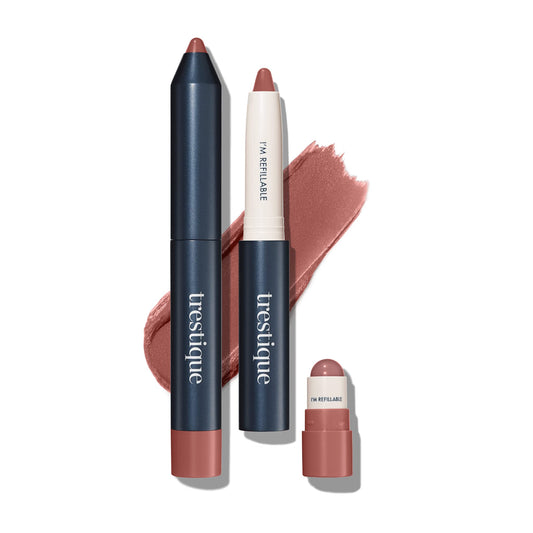 trestique Matte Lip Crayon, Matte Lipstick With Built-in Lip Gloss Balm, 2-in-1 Lip Liner Set With Lip Crayon and Lip Balm, Lipstick and Lip Gloss Kit