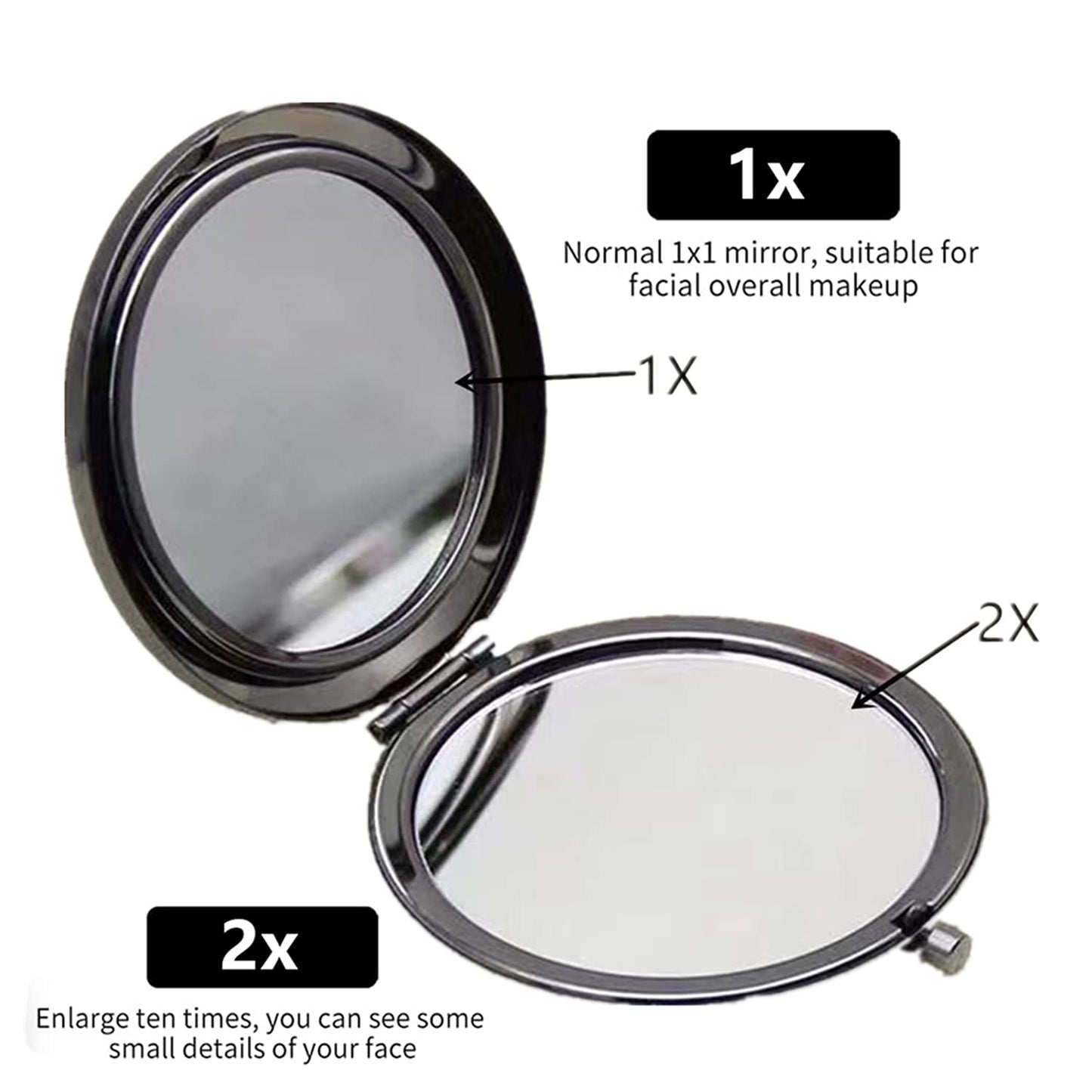 MIHAGUTY Magnifying Compact Mirror for Purses with 2 x 1x Magnification, Folding Mini Pocket Double Sided Travel Makeup Mirror,Perfect for Purse