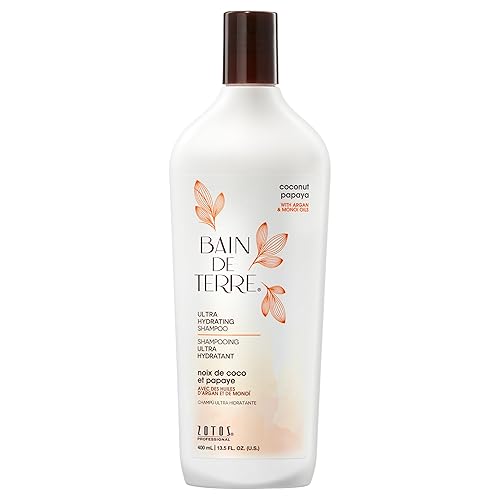 Bain de Terre Coconut Papaya Ultra Hydrating Shampoo, Moisture Quench for Dry, Damaged Hair, with Argan & Monoi Oils, Paraben-Free, Color-Safe