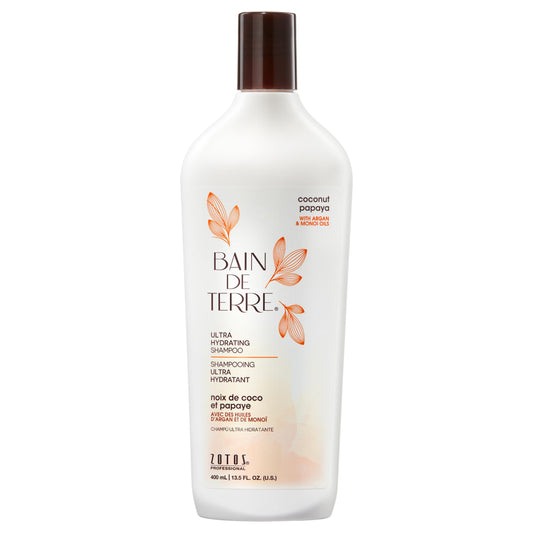Bain de Terre Coconut Papaya Ultra Hydrating Shampoo, Moisture Quench for Dry, Damaged Hair, with Argan & Monoi Oils, Paraben-Free, Color-Safe