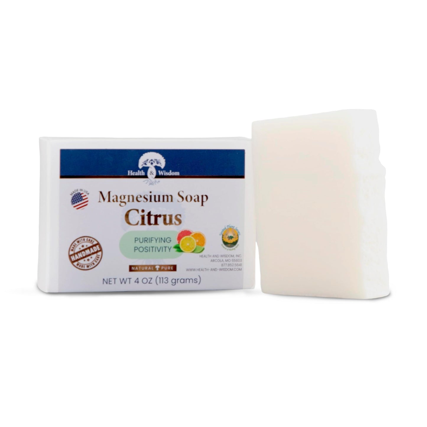 Health & Wisdom Magnesium Bar Soap - Moisturizing Body Soap - Handmade with Aloe & Six Nourishing Plant Oils and Natural Essential Oils - Gentle Daily