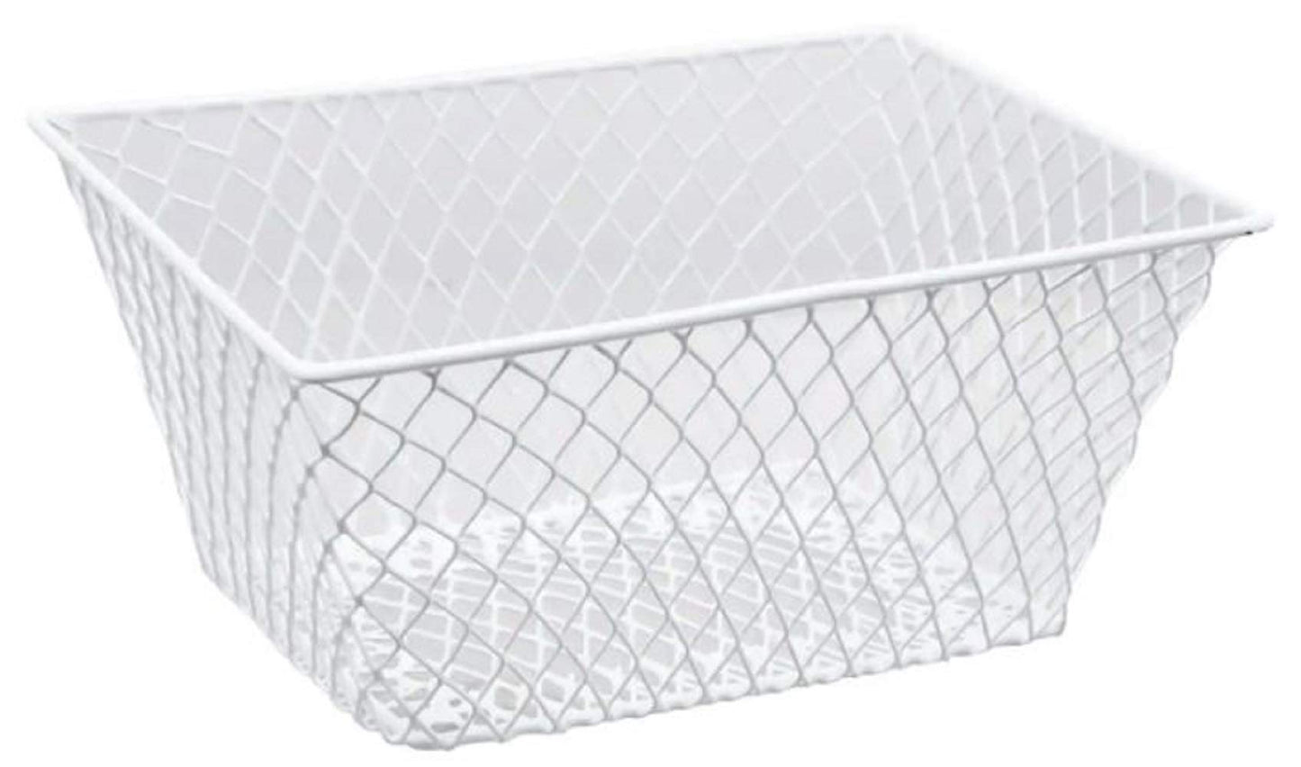Small Metal Rectangular, Oval and Round Wire Baskets with Handles, Black and White, 4-ct Sets (Rectangular White Without Handles)