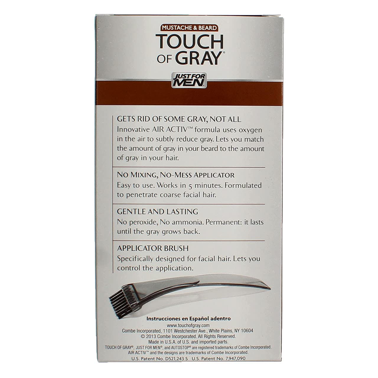 JUST FOR MEN Touch of Gray Hair Color, Mustache & Beard Kit, Light & Medium Brown B-25/35, 1 ea (Pack of 4)