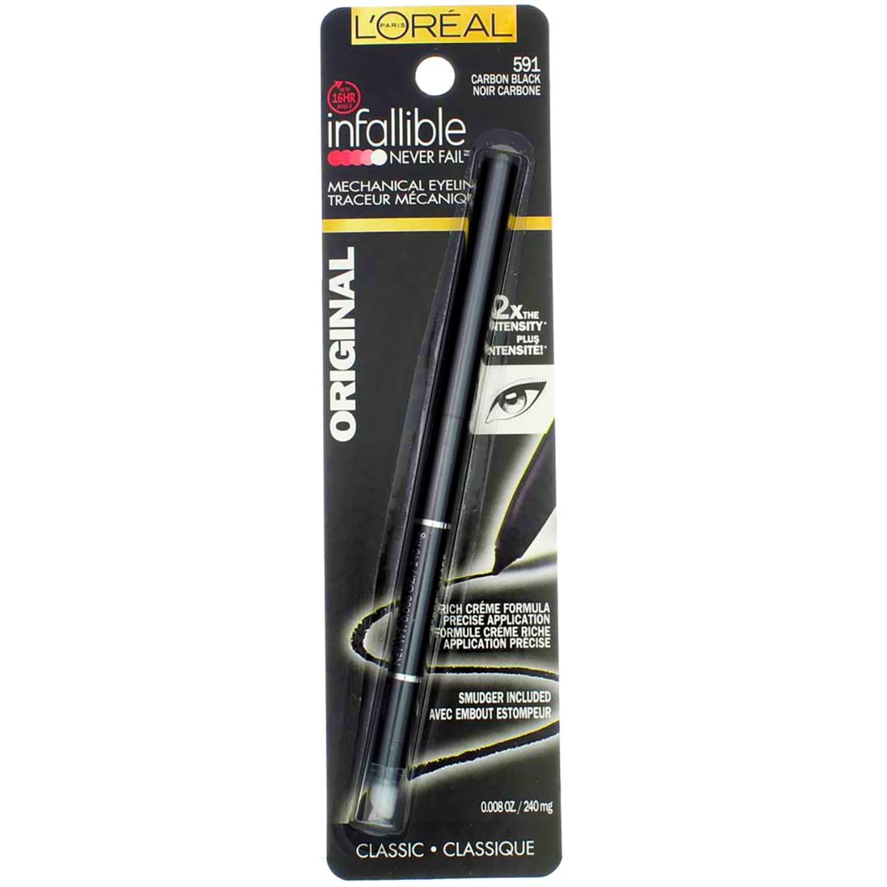 L’Oreal ParisInfallible Never Fail Eyeliner, Carbon Black [591], 0.008 oz (Pack of 2)