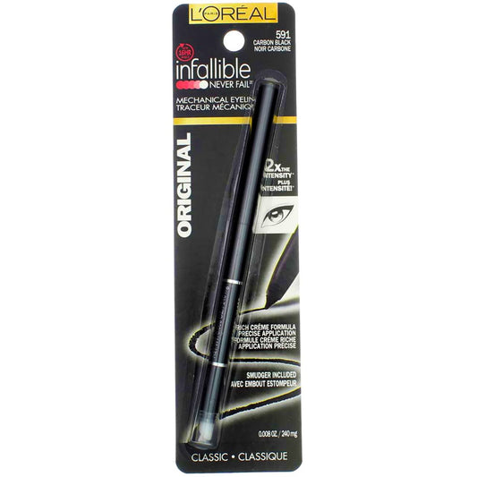 L’Oreal ParisInfallible Never Fail Eyeliner, Carbon Black [591], 0.008 oz (Pack of 2)
