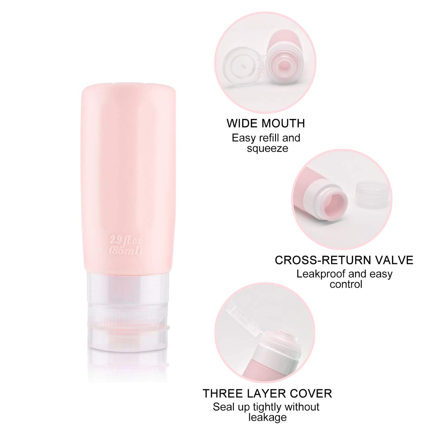 Travel Bottles Kit, TSA Approved Leak Proof Portable Toiletry Containers Set, Clear PET Flight Size Cosmetic Containers for Lotion, Shampoo