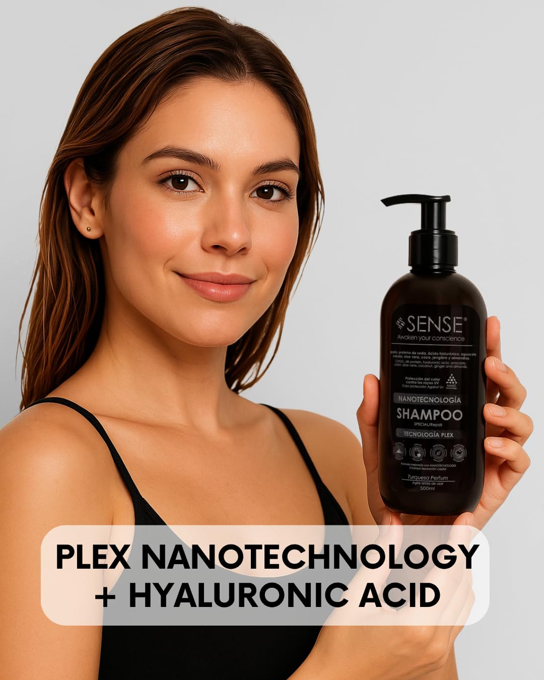 SENSE AWAKEN YOUR CONSCIENCE Nanotech Plex Repair Shampoo & Conditioner Set - Bond Restoration with Hyaluronic Acid, Coconut, Ginger & Q10 - 2 x 500