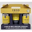 IZOD Sport 3 Pack Body Care, Toe & Nail Clippers, Body Wash and 40g Sponge, Blue & Yellow