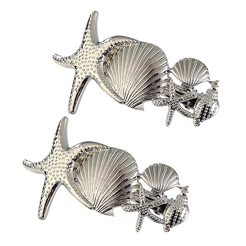 2 Pack Metal Starfish Shell Hair Clips French Clips Hair Barrettes Hair Pins Hair Slide Stylish for Women Girl Gold or Silver Hair Jewelry Accessories