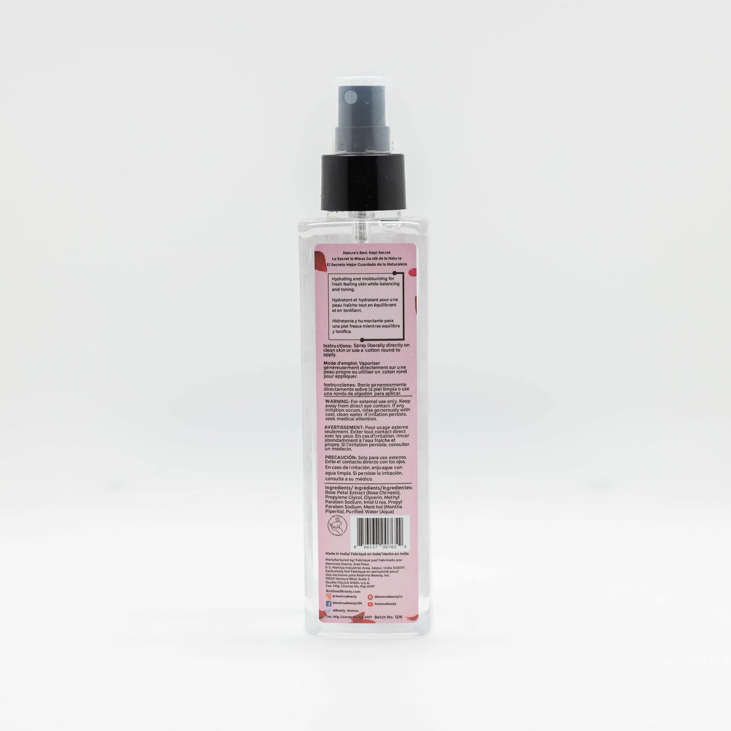 Reshma Beauty Rose Water Toner | Hydrating Mist for All Skin Types and Hair Types| Plant-Based Facial Toner |No Dye and Alcohol Free| for Daily Use
