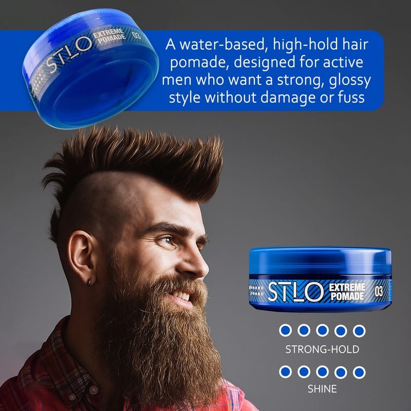 STLO Extreme Pomade Maximum Hold - Medium Shine Hair Pomade for Men, Women and Children