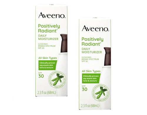 Aveeno Active Naturals Positively Radiant Daily Moisturizer SPF-30, UVA/UVB Sunscreen, 2.5-Ounce Bottles (Pack of 2)