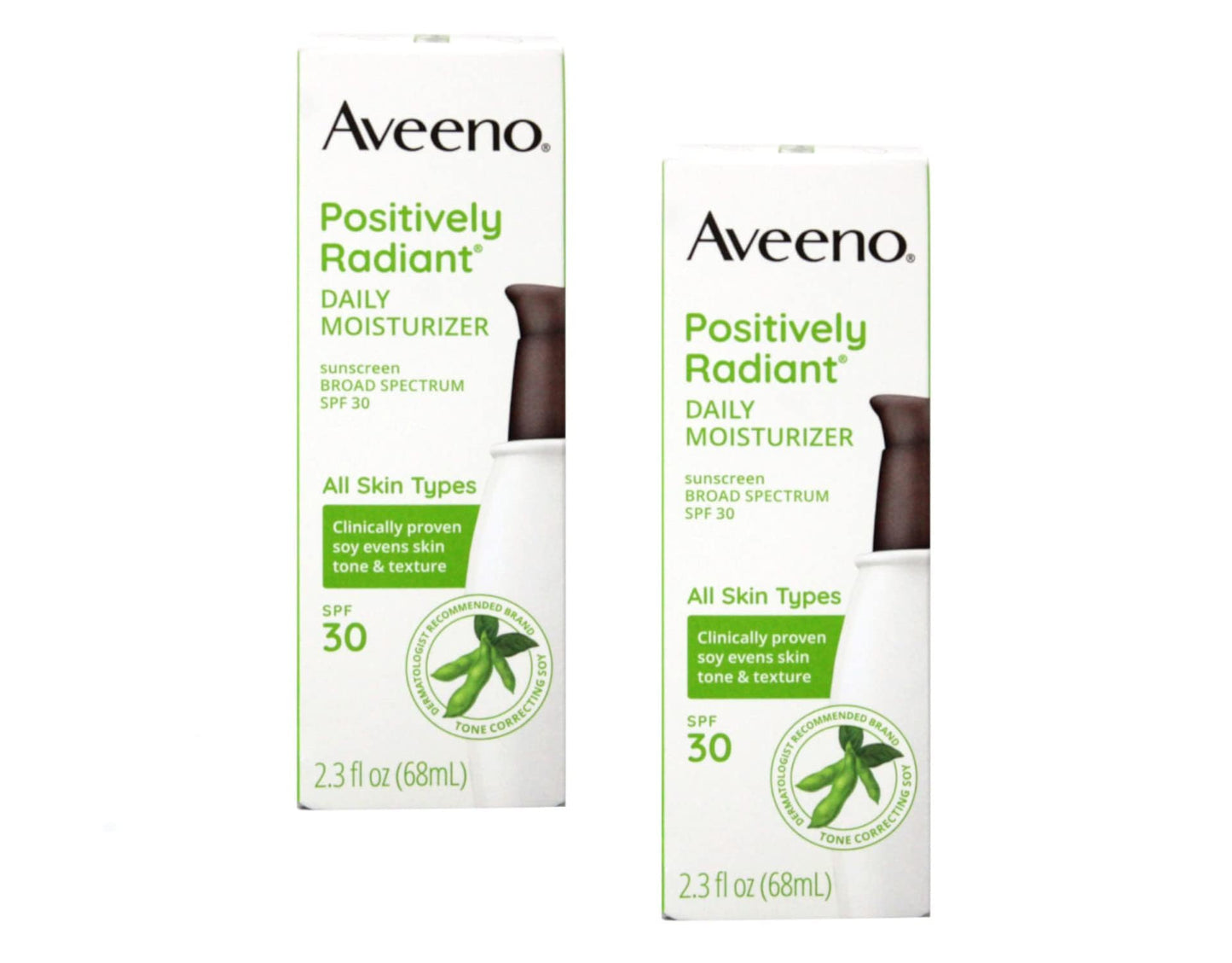 Aveeno Active Naturals Positively Radiant Daily Moisturizer SPF-30, UVA/UVB Sunscreen, 2.5-Ounce Bottles (Pack of 2)