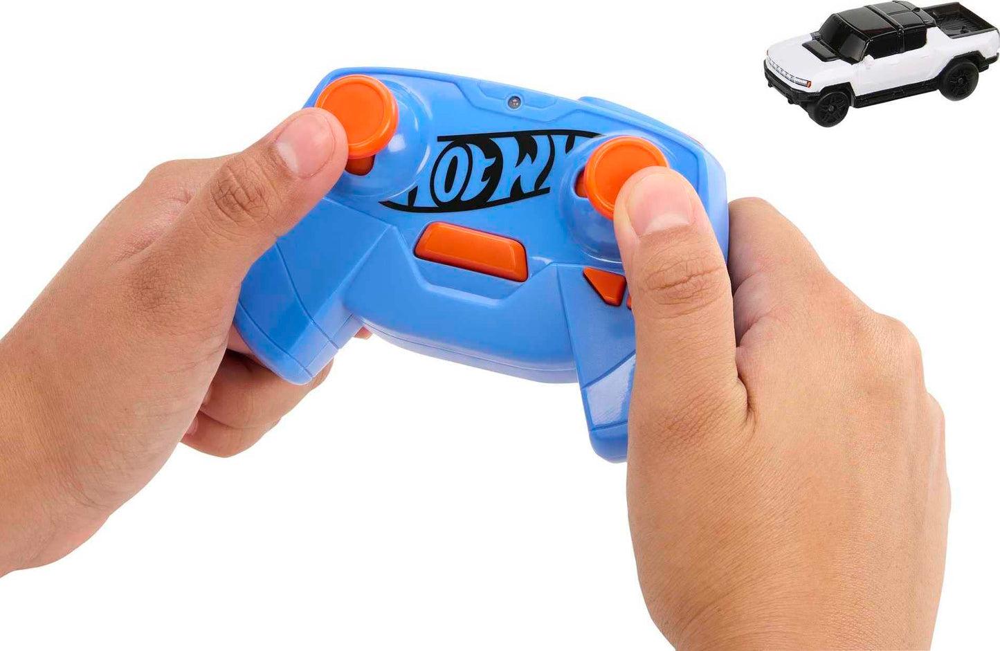 Hot Wheels 1:64 Scale RC Toy Car, Remote-Control Hummer EV for On & Off Track Racing with USB Cable for Recharging