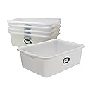 LEM Products Heavy Duty Meat Lug, Large Plastic Storage Containers for Meal Prep, High-Density Polyethylene (HDPE), White, 5-Pack
