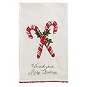 Mud Pie Christmas Candy Cane Pom Trim Towel