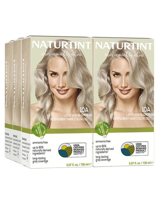 Naturtint 10A Light Ash Blonde Permanent Hair Color (Pack of 6), Ammonia Free, Vegan, Cruelty Free, up to 100% Gray Coverage, Long Lasting Results