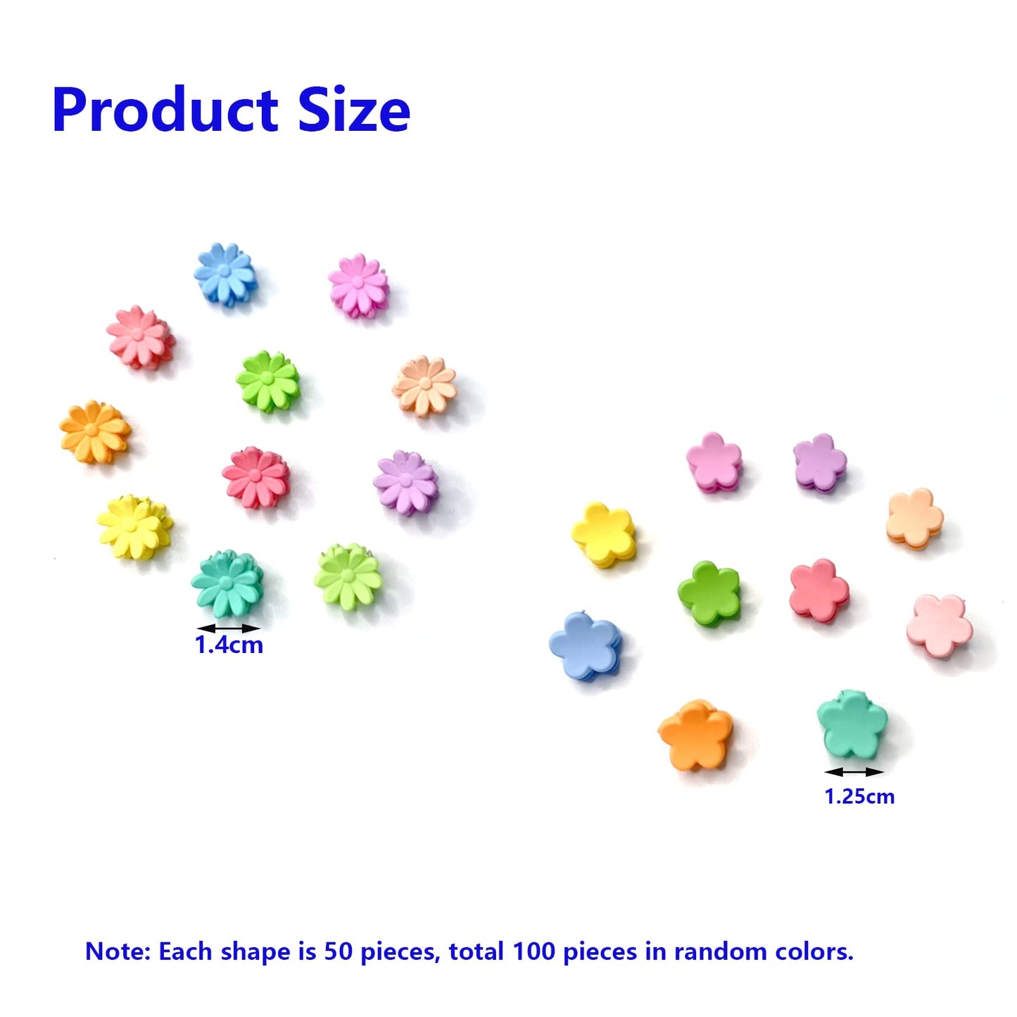 MOODKEY Kids Hair Accessories: 100PCS Mini Daisy Claw Clips, Barrettes, Cute Bangs Pins in Candy Colors for Girls, Teens, and Toddlers (Random Colors)