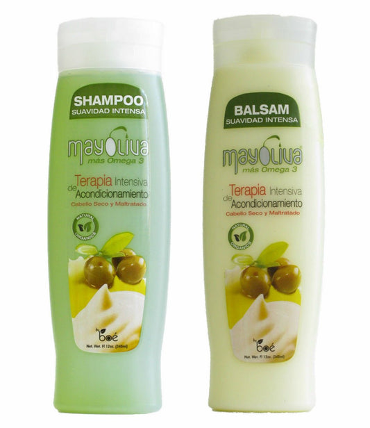 Mayoliva Mas Omega 12oz.- Shampoo & Balsam Rinse Set (Dominican Hair)