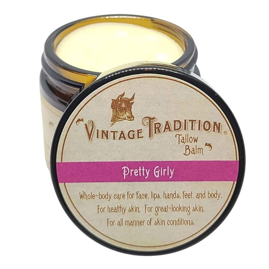 Vintage Tradition Beef Tallow All Purpose Balm - Healing, Hydrating Floral Skin Care Salve Replaces Body Lotion, Hand Cream, More - Essential Oil
