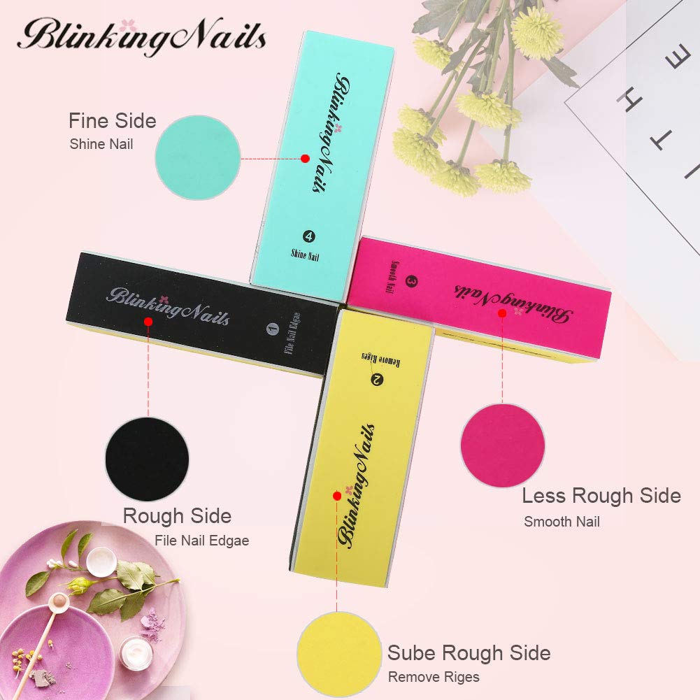Nail Buffer, Nail Buffer Block, Nail Files and Buffers 4 Way Nail Buffer and Shine Kit - 4 Step Mini Natural Nail Polisher Sanding File Block