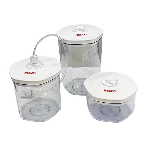 NESCO 3-Piece Vacuum Canister Set - BPA-Free Food Storage Containers with Lids, for Marinating, Meal Prep, Pantry Organization, Compatible…