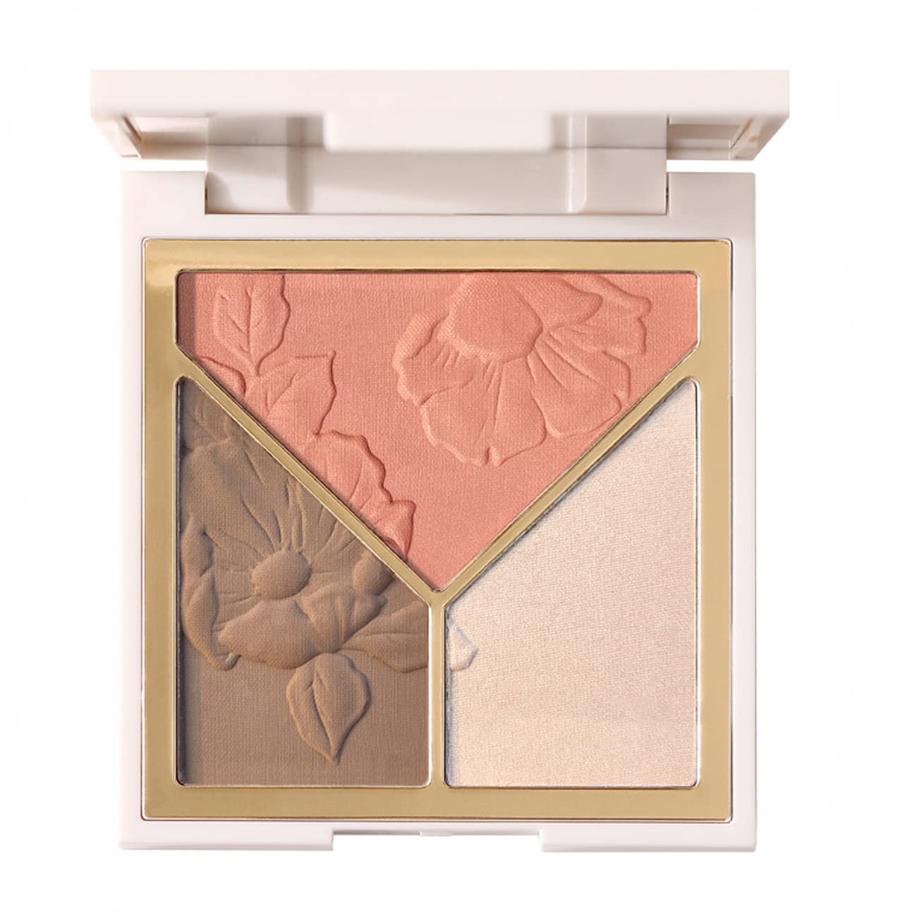 3-in-1 Highlighter Makeup Palette - Contour, Blush & Glow Kit with Matte & Shimmer Finish - Silky Pressed Powder for Face, Cheekbones, Eyes