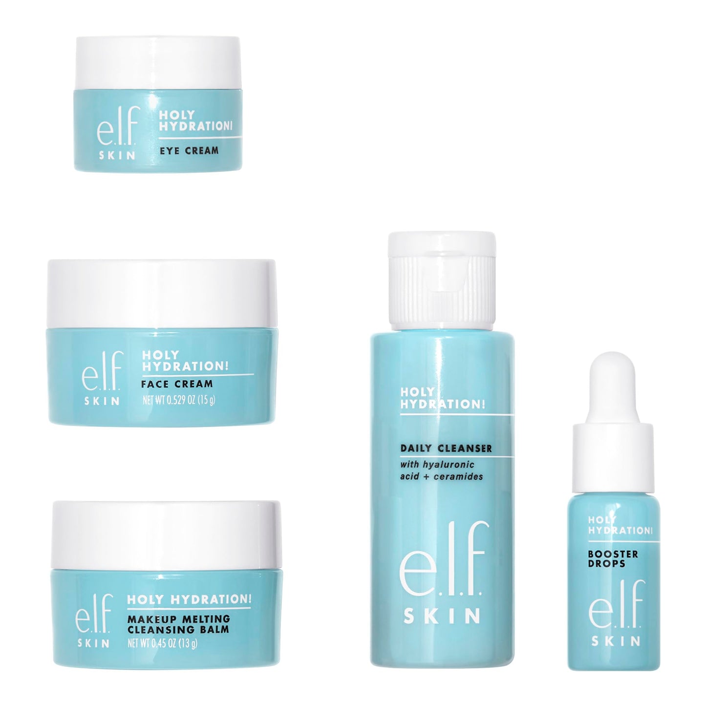 e.l.f. SKIN Holy Hydration! Hydrated Ever After Skincare Mini Kit, Cleanser, Makeup Remover, Moisturizer & Eye Cream For Hydrating Skin