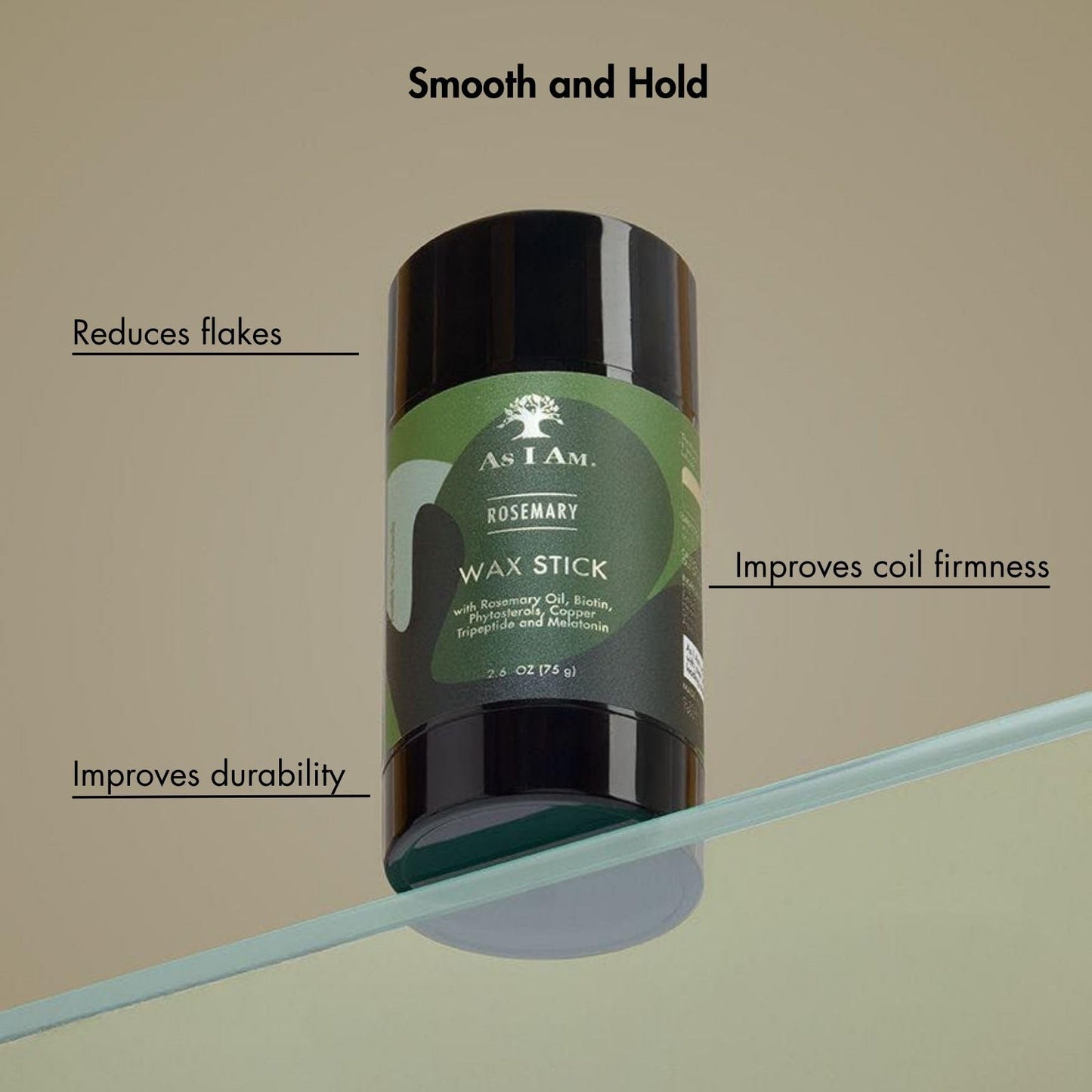 As I Am Rosemary Hair Wax Stick - 2.6 Oz - with Biotin & Saw Palmetto