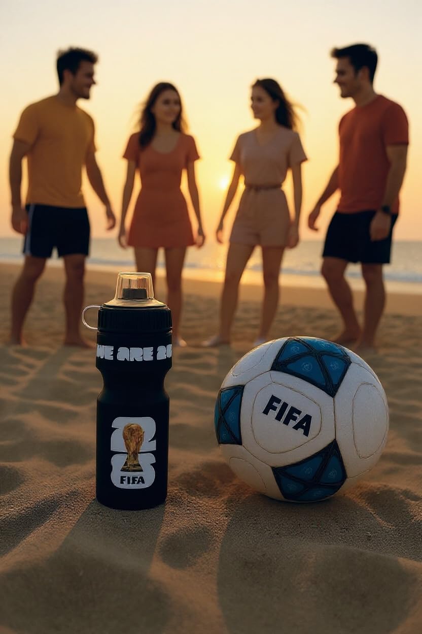 Official 2026 FIFA World Cup 24oz Refillable Squeeze Water Bottle - BPA-Free, Reusable, Dishwasher Safe with Pull-Top Cap - Designed for Everyday Use